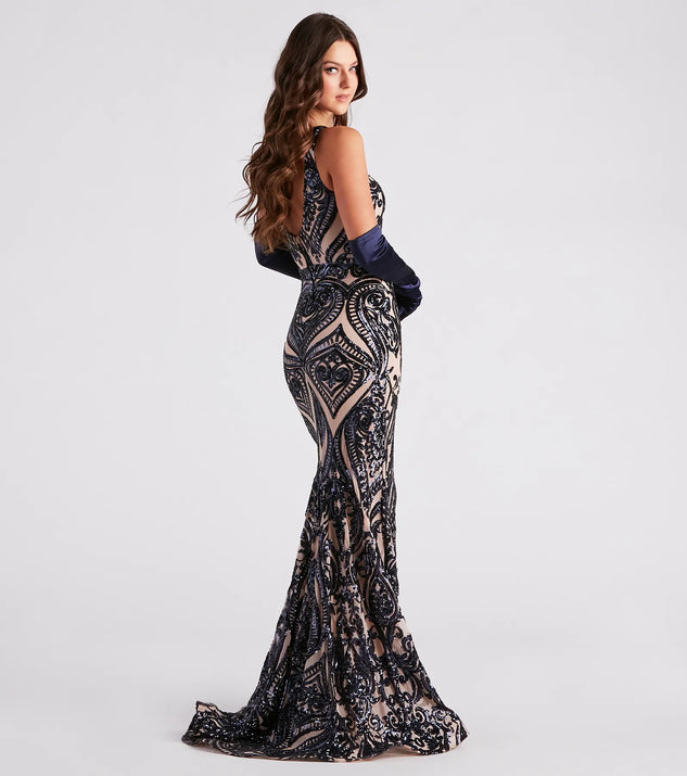 windsor sequin mermaid dress Mariah Formal Sequin Mesh Mermaid Dress