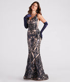 The Mariah Formal Sequin Mesh Mermaid Dress is a dazzling navy sequin dress, perfect for making a bold entrance at any event, from cocktail parties to formal celebrations.