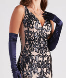 Shine bright in the Mariah Formal Sequin Mesh Mermaid Dress, a glamorous navy sequin dress that captures the light beautifully, ideal for an NYE party dress, wedding guest dress, or military ball gown.