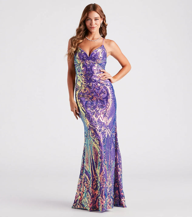 Camren Formal Sequin Strappy Mermaid Dress Camren Formal Sequin Strappy Mermaid Dress