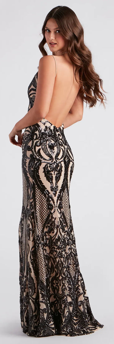 Emy Formal Sequin Low Back Long Dress
