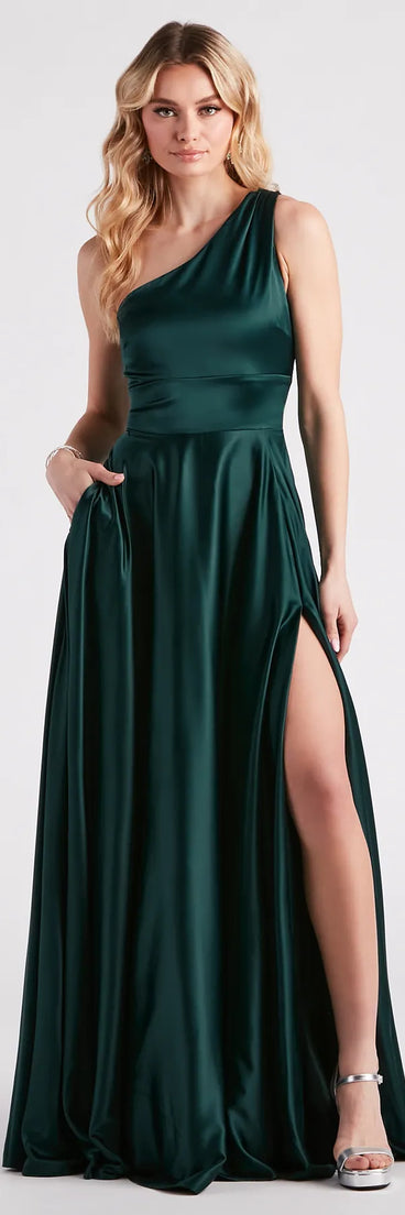 Katherine One-Shoulder Satin Formal Dress
