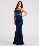 Carrie Formal Satin Sequin Corset Dress
