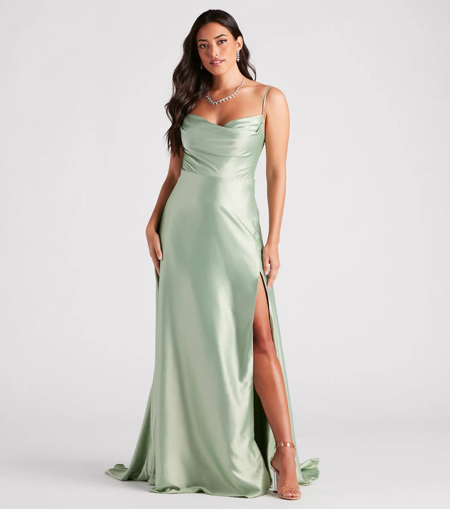 Marva Formal Satin Cowl Neck Dress | Windsor Marva Formal Satin Cowl Neck Dress | Windsor