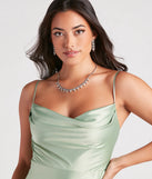Marva Formal Satin Cowl Neck Dress