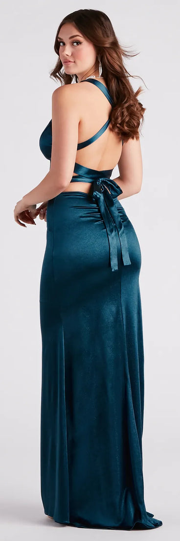 Bella Formal Glitter Satin Mermaid Dress