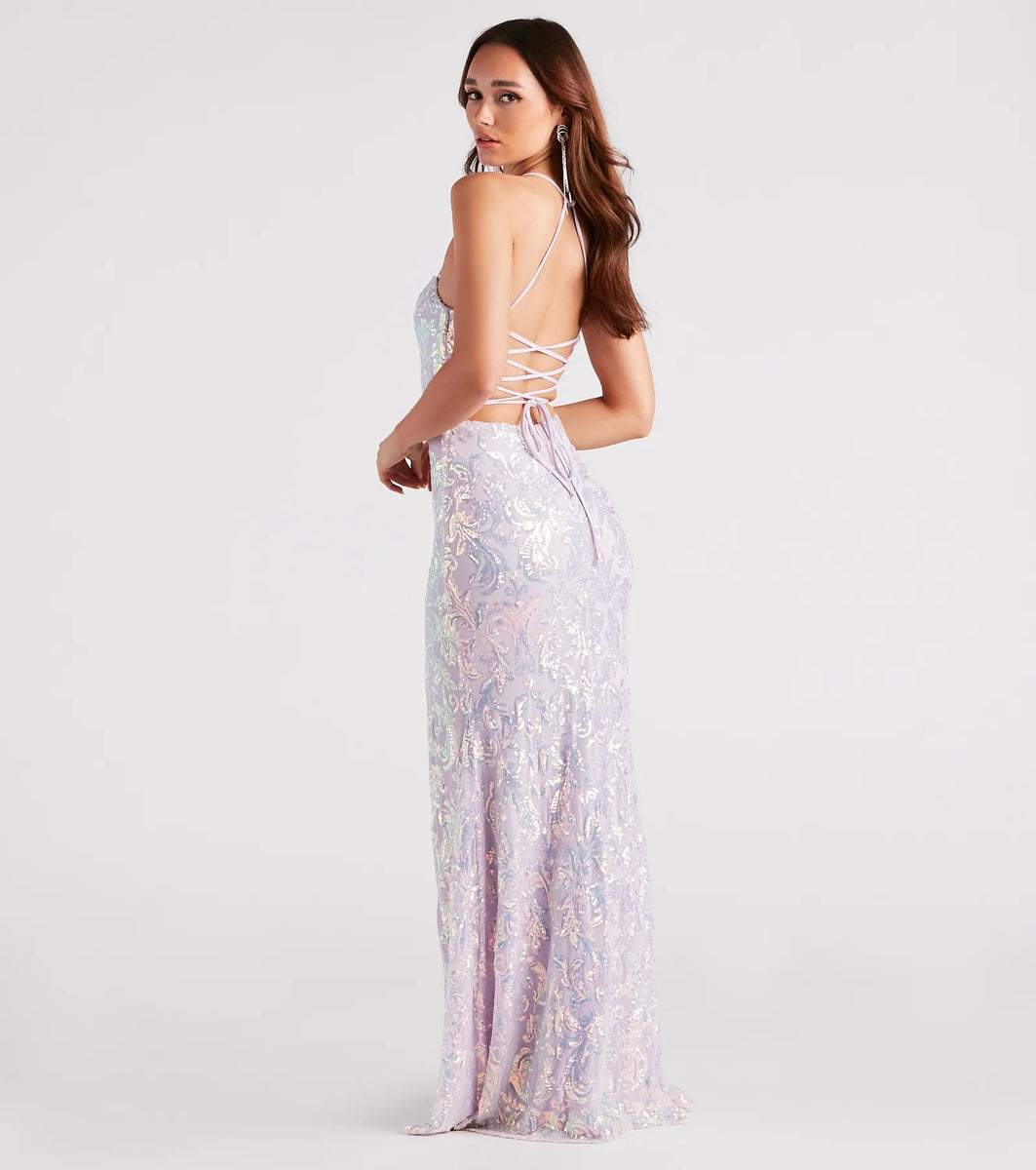 Jayleen Formal Sequin Lace-Up A-Line Dress | Windsor Jayleen Formal Sequin Lace-Up A-Line Dress | Windsor