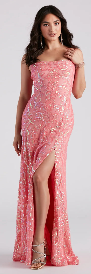 Lynda Formal Sequin A-Line Long Dress