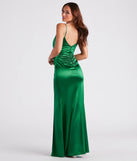 Kiley Formal Satin V-Neck Long Dress