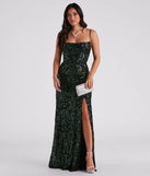 Melissa High Slit Sequin Formal Dress