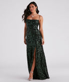 Melissa High Slit Sequin Formal Dress