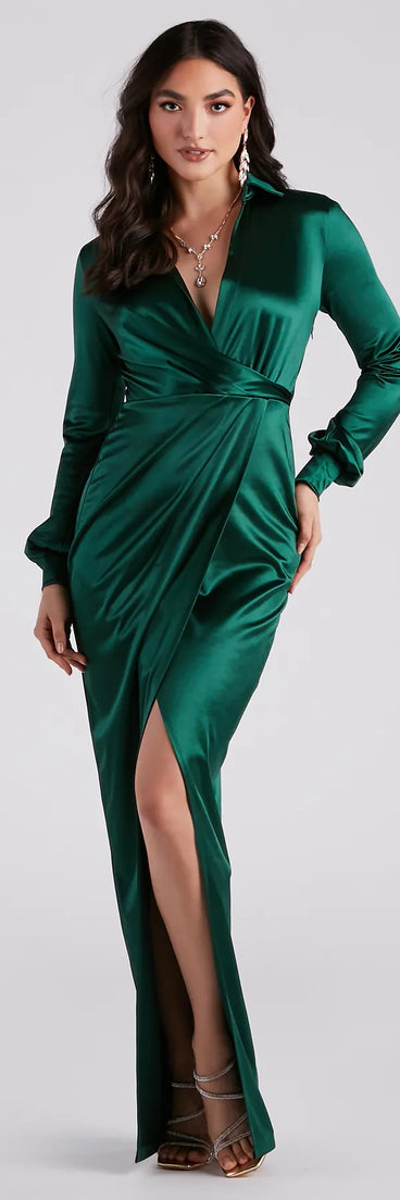 Jenesis Formal Satin Long Dress