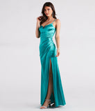 Tina Formal Satin Mermaid Wrap Dress