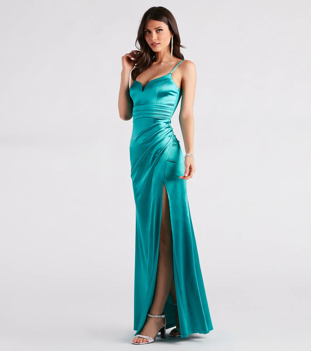 Palmer Formal Satin Wrap Dress