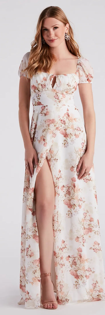 Revamp your 2025 wardrobe with this chic addition, the Sharon Formal Floral Chiffon A-Line Dress in white, perfect for elevating your style in the new year.