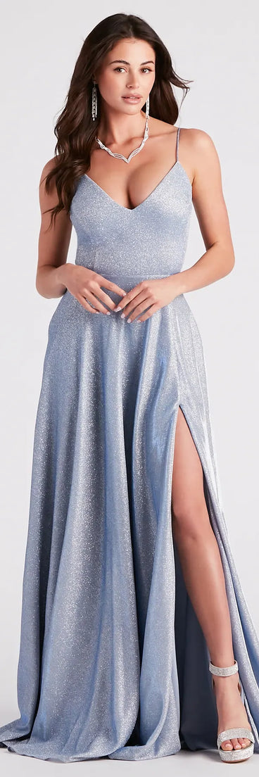 Turn heads at Prom 2025 in this light blue prom dress, where statement-making details meet the iconic style of the Sally Lattice Back A-Line Ball Gown .