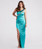 Peyton Satin One-Shoulder Illusion Dress