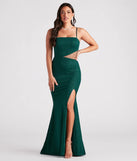 The Cynthia Formal Glitter Mermaid Dress in luxe emerald green fabric, a stunning prom dress with statement details designed to make a bold impression at Prom 2025.