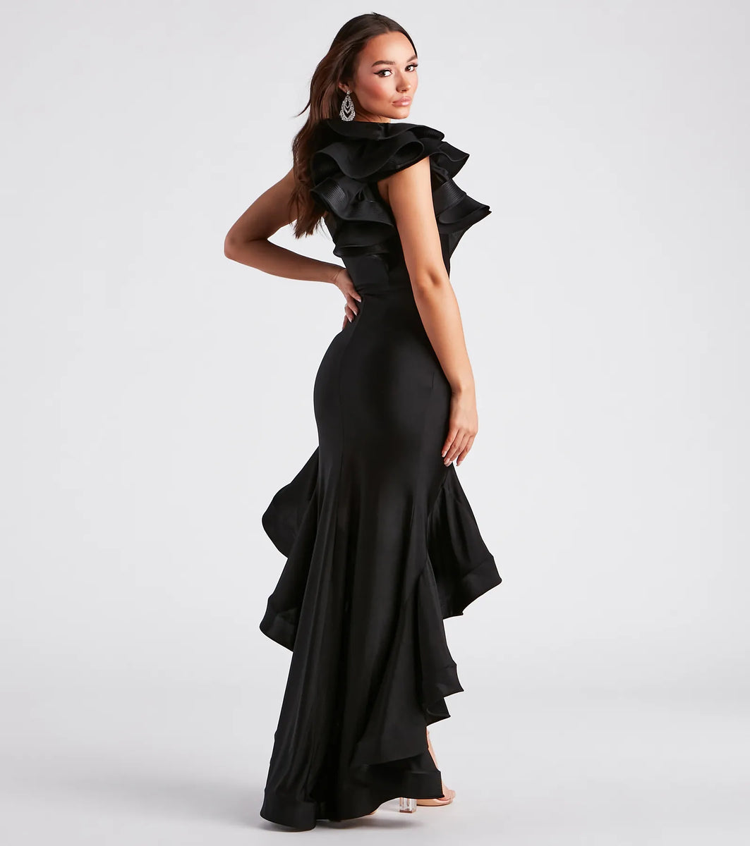 Audrey Formal Ruffled One Shoulder Dress & Windsor