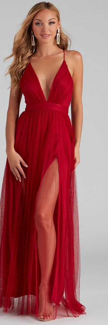 Elisabeth Pleated Tulle Formal Dress