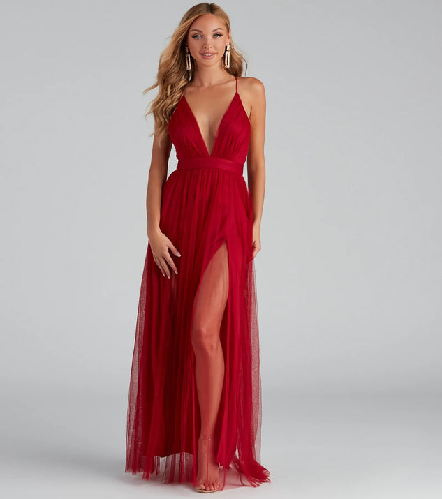 windsor elisabeth pleated tulle formal dress Elisabeth Pleated Tulle Formal Dress