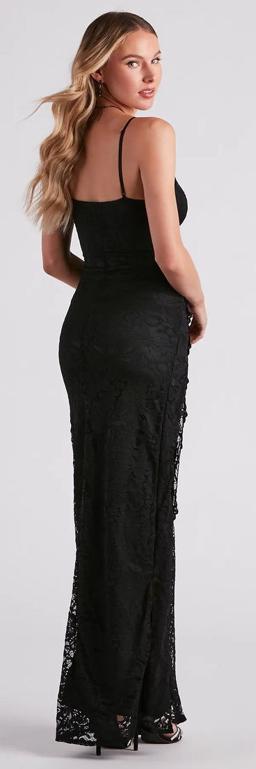 Jessica Formal Lace Slit Long Dress