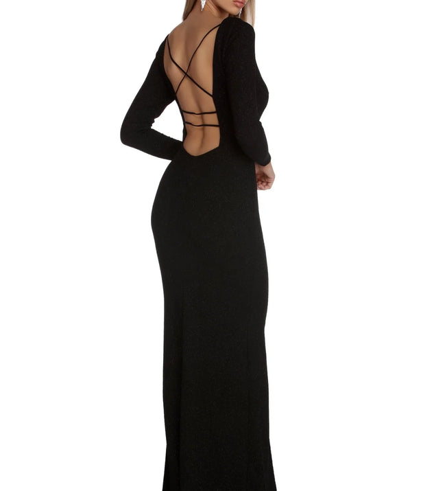 Kyleigh Formal Open Back Glitter Dress