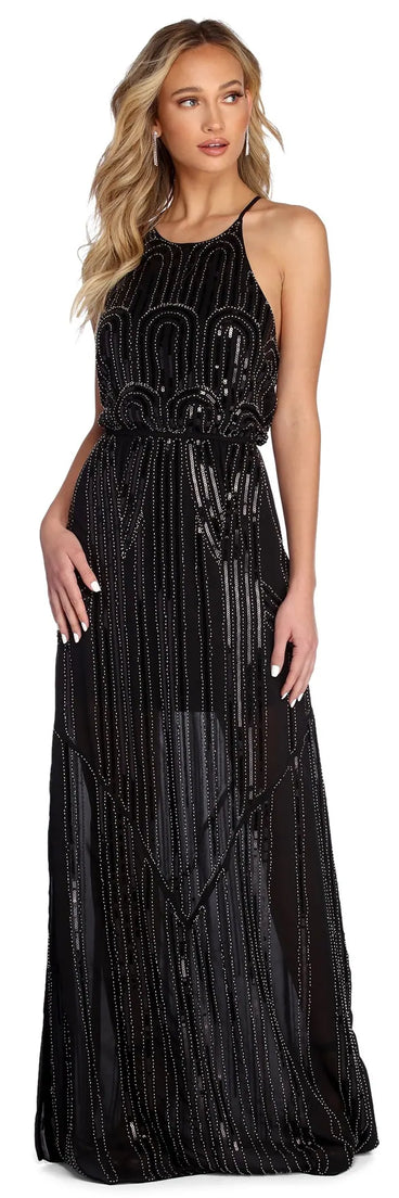 Erin Formal Sequin Halter Dress