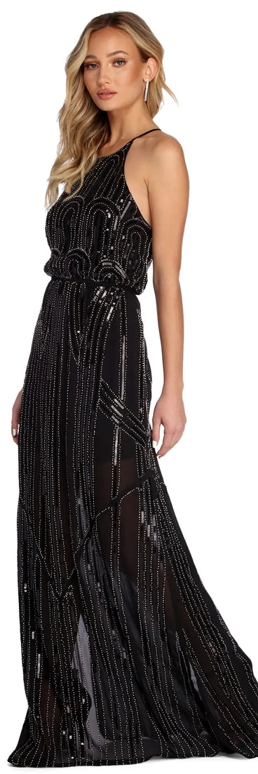 Erin Formal Sequin Halter Dress