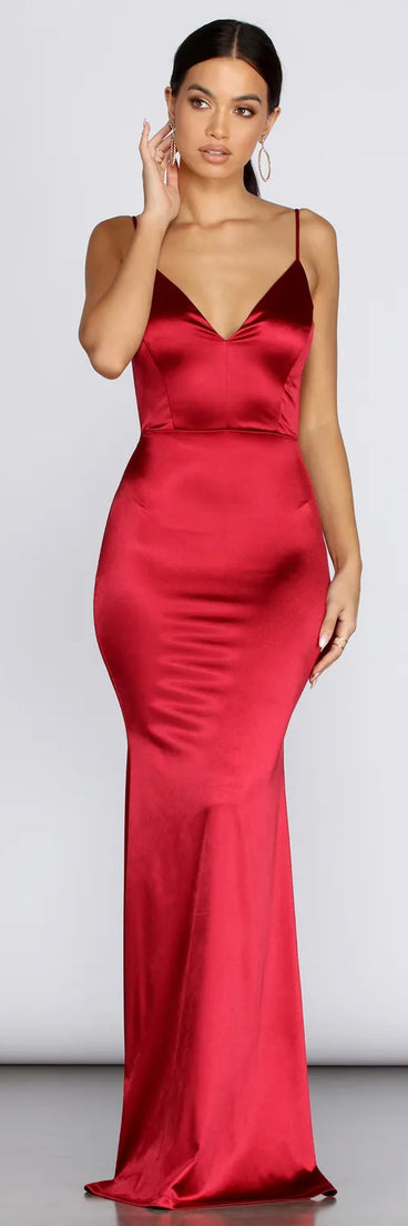 Aria Formal Satin Ruched Dress