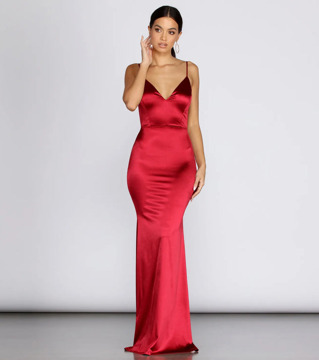 Aria Formal Satin Ruched Dress