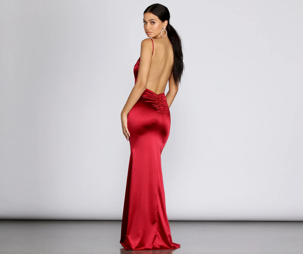 Aria Formal Satin Ruched Dress & Windsor
