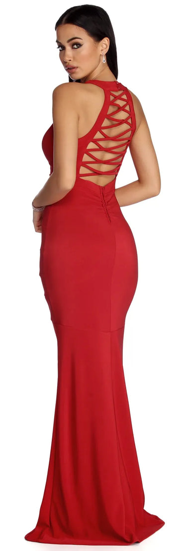 Clarissa Formal Bandage Lattice Dress