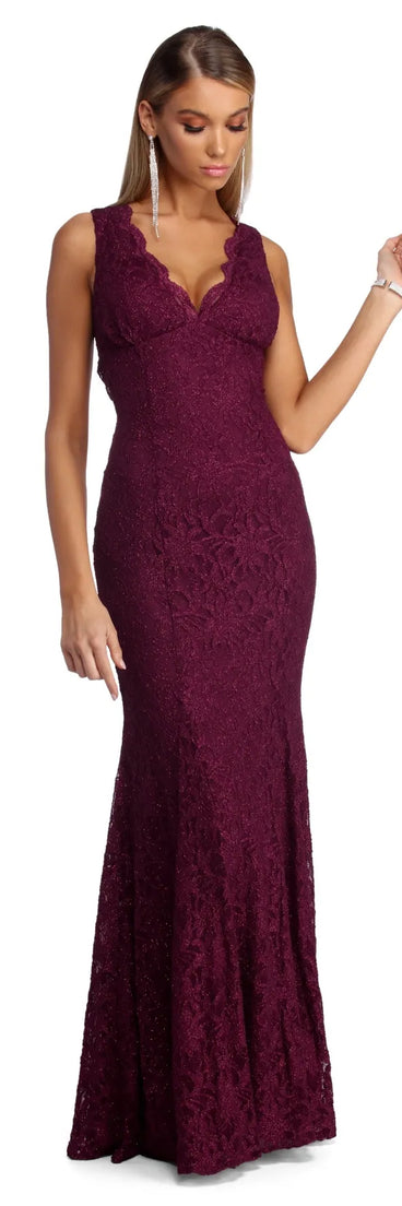 Tara Formal Glitter Lace Dress