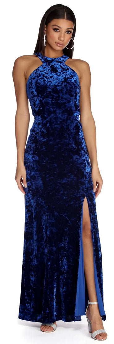 Valentina Formal Crushed Velvet Dress