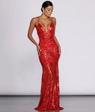 Salma Formal Sequin Scroll Print Dress