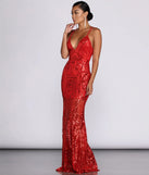 Salma Formal Sequin Scroll Print Dress
