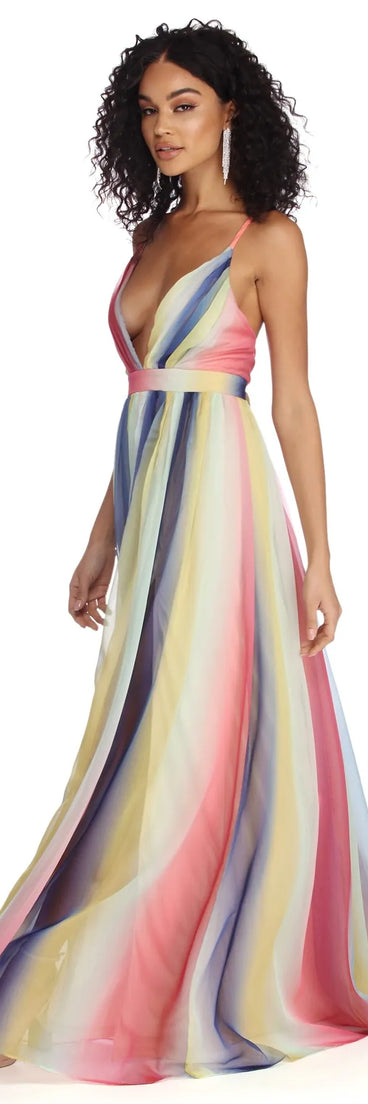 Rosemary Formal Chiffon Rainbow Dress