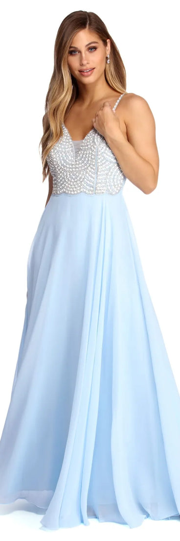 Ariel Formal Rhinestone Chiffon Dress