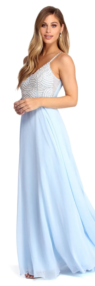 Ariel Formal Rhinestone Chiffon Dress