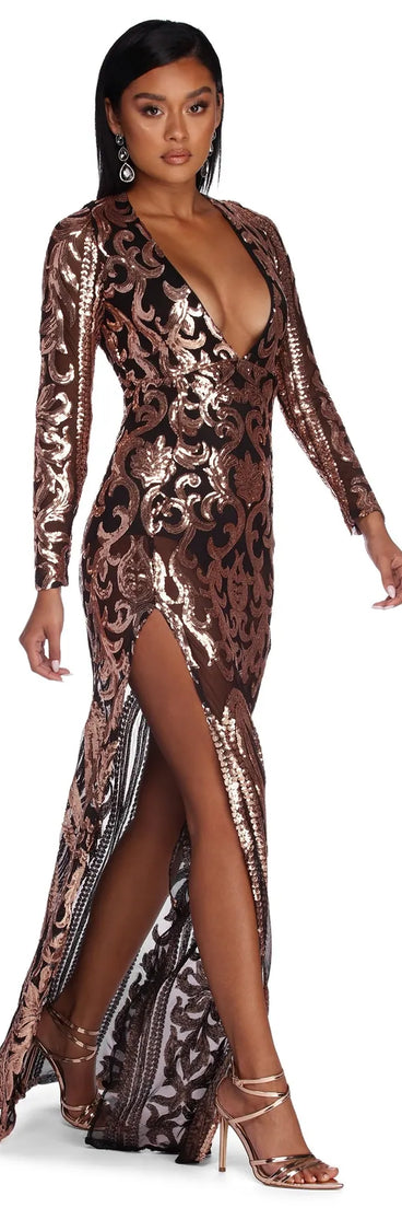 Novalee Formal Sequin Scroll Dress