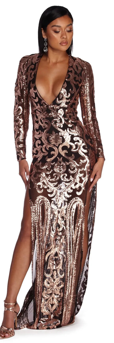 Novalee Formal Sequin Scroll Dress