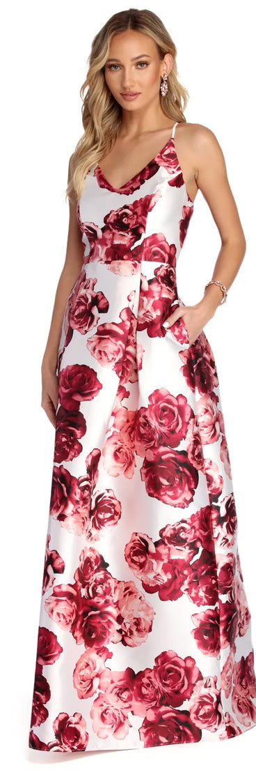 Joanna Formal Floral Satin Dress