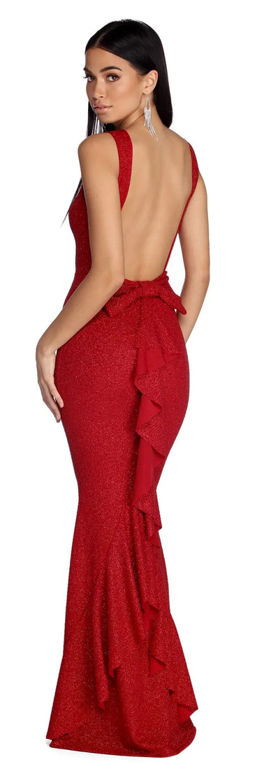 Ana Formal Glitter Ruffle Dress