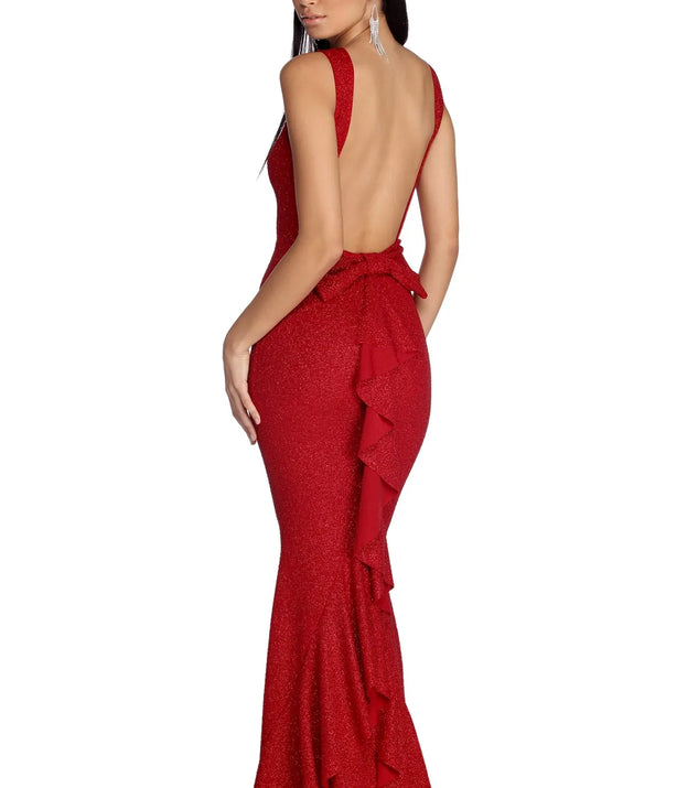 Ana Formal Glitter Ruffle Dress