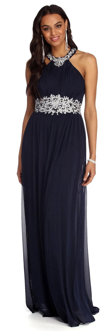 Cassandra Formal Floral Applique Dress