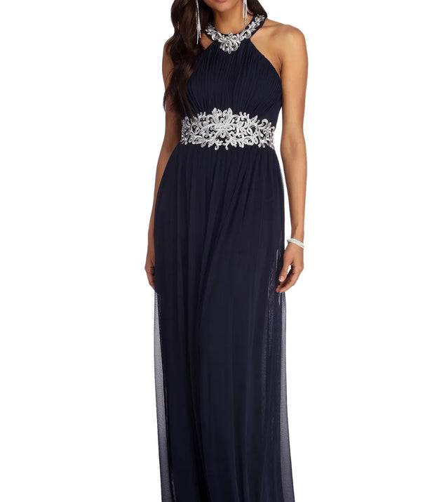 Cassandra Formal Floral Applique Dress