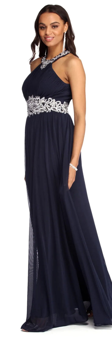 Cassandra Formal Floral Applique Dress