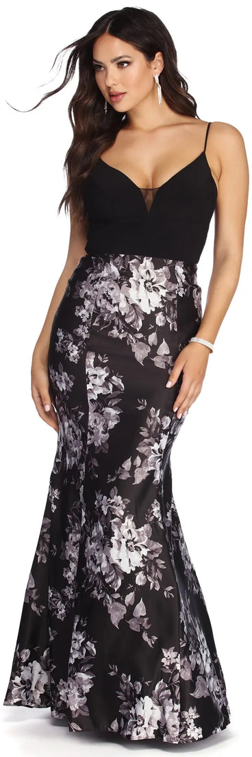 Kiki Formal Floral Satin Dress