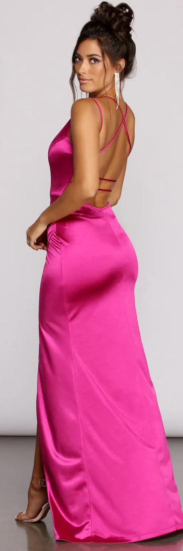 Gianna Formal High Slit Satin Dress